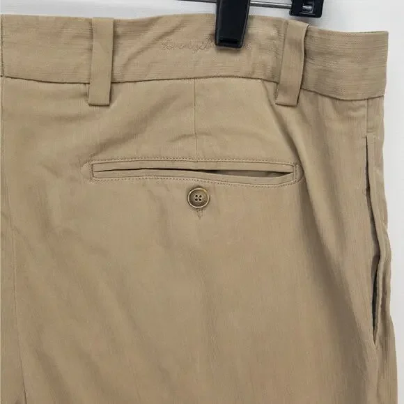 Banana Republic Pleated Silk Blend Pants Men’s 34 Tan Relaxed Fit Straight Leg - Picture 11 of 13